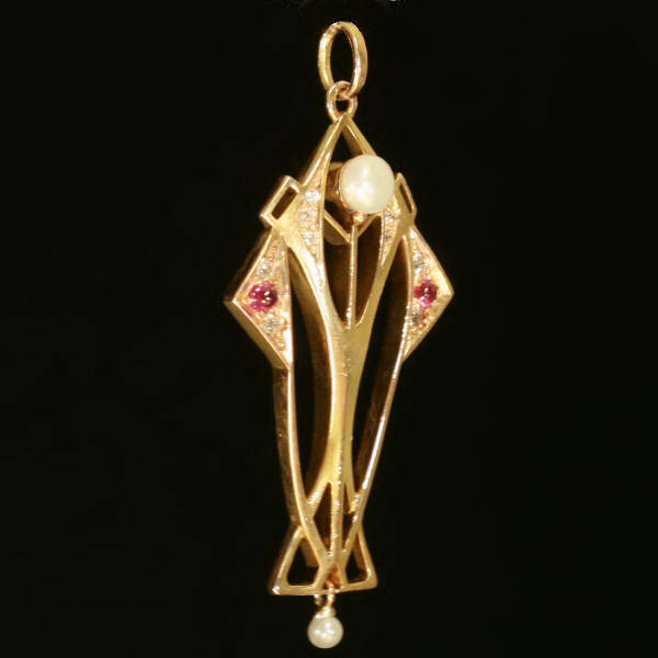 Magnificent Art Nouveau pendant with precious stones (image 4 of 7)